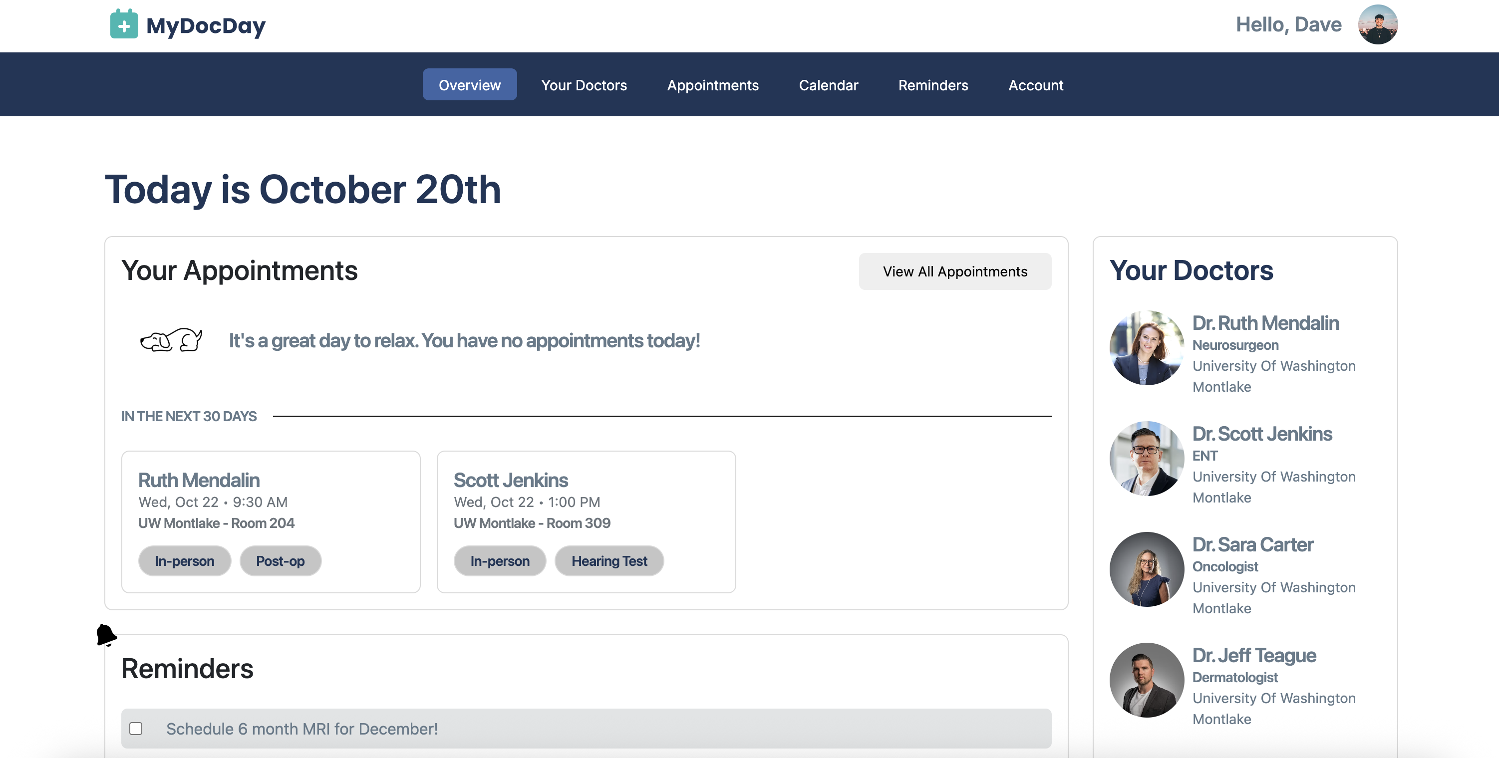 Preview of the MyDocDay app